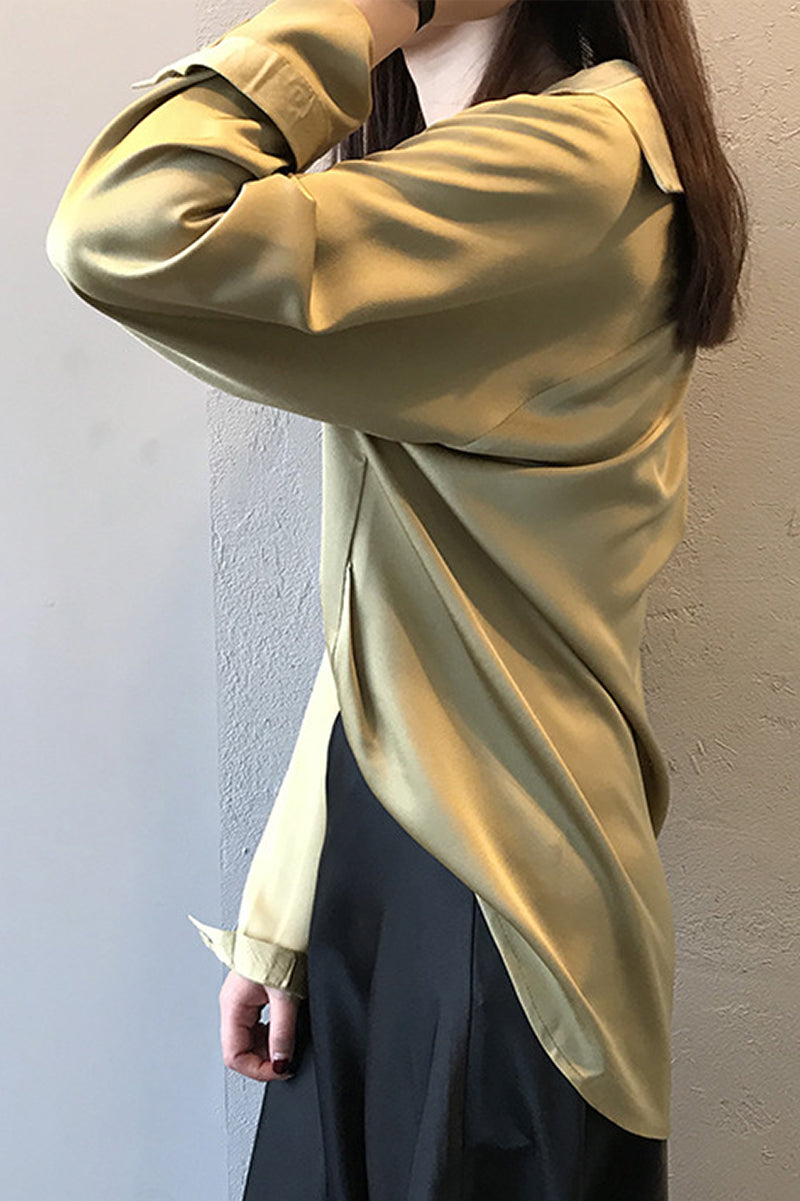 elegante cor brilhante arco cetim mulheres camisa blusa manga