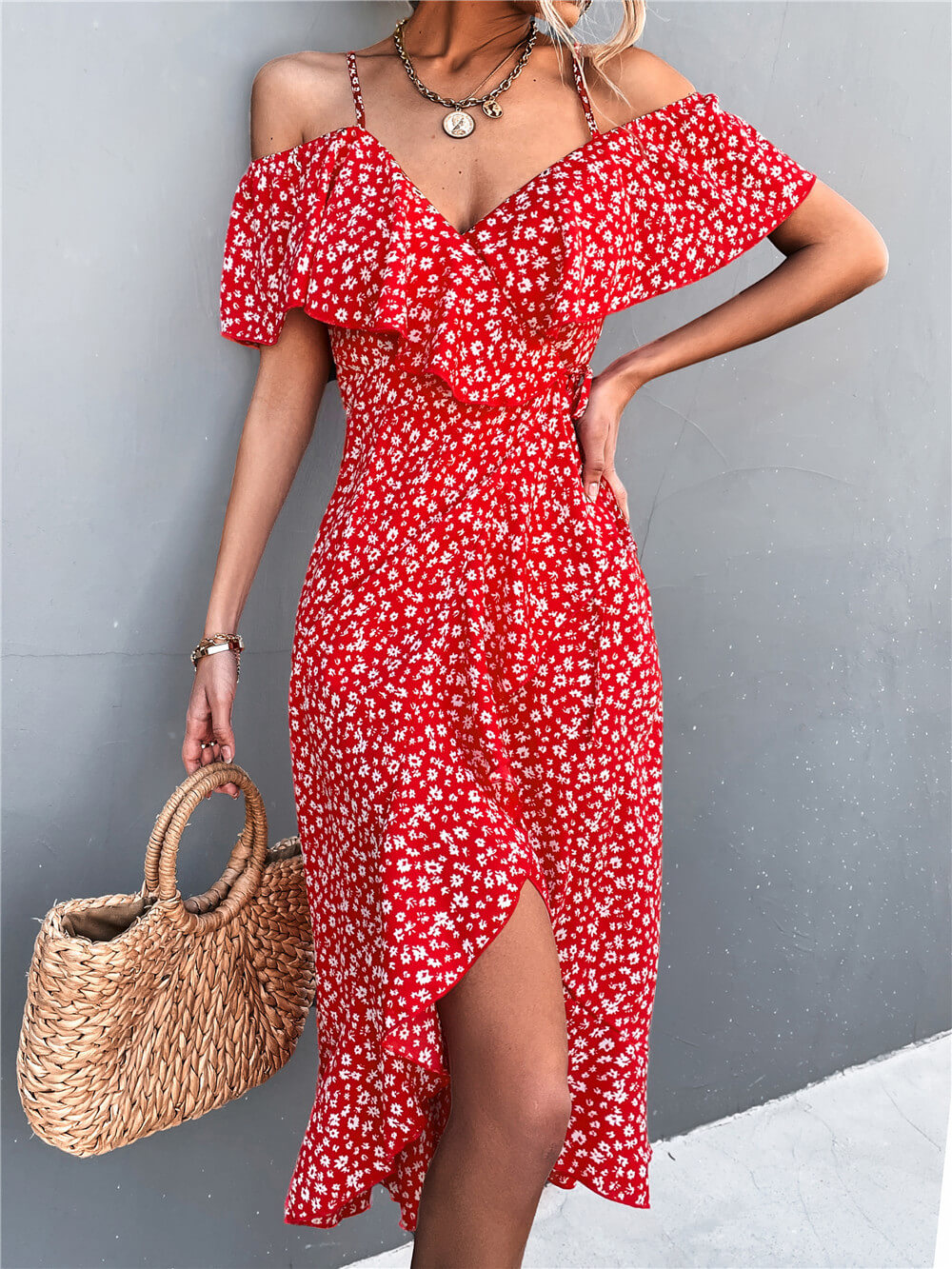 Vestido Delria Floral Ombro a Ombro